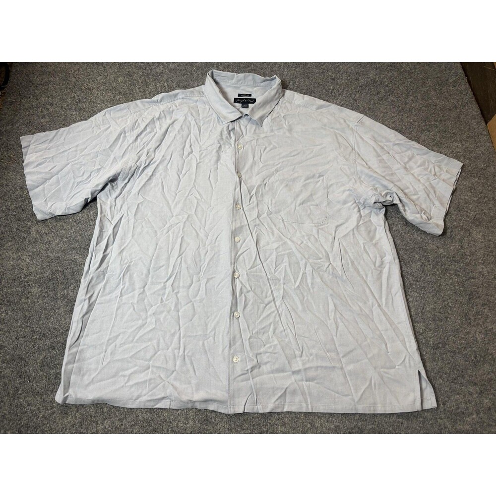 Joseph & Feiss Shirt Mens 3XL Blue Short Sleeve Silk Classic Button-Up Casual